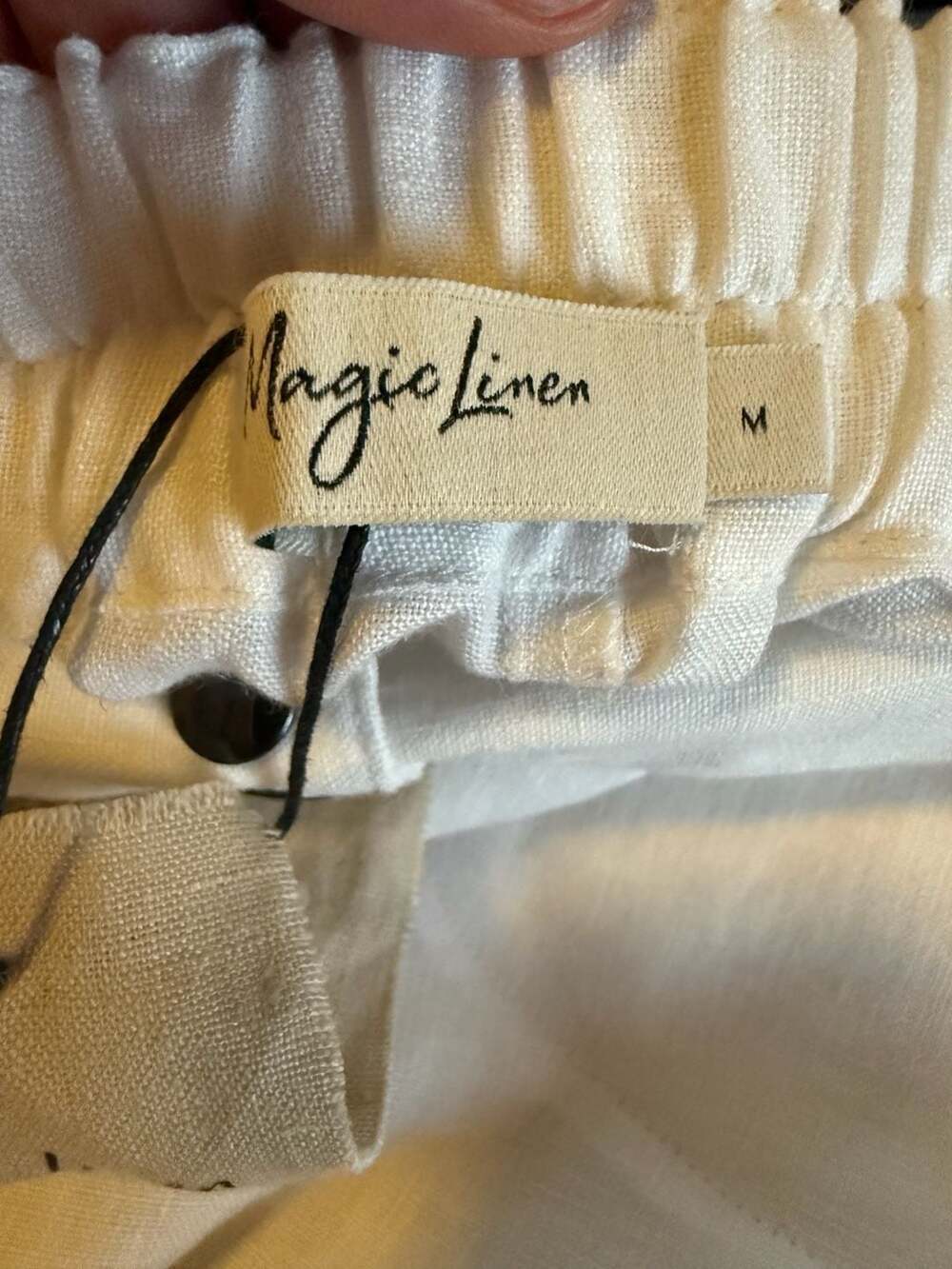 MagicLinen Wide Leg Linen Pants Banff White Medium - Picture 5 of 8